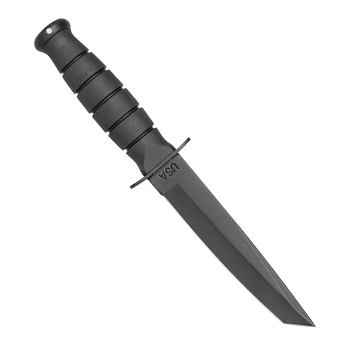 Ka-Bar 1254 - Kurzes Tanto-Militärmesser - Schwarz - Lederscheide